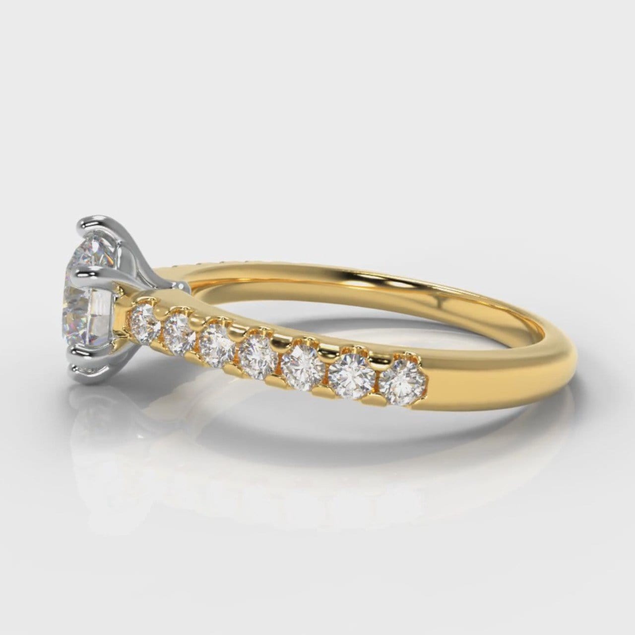 Star Micropavé Round Brilliant Diamond Engagement Ring - Yellow Gold