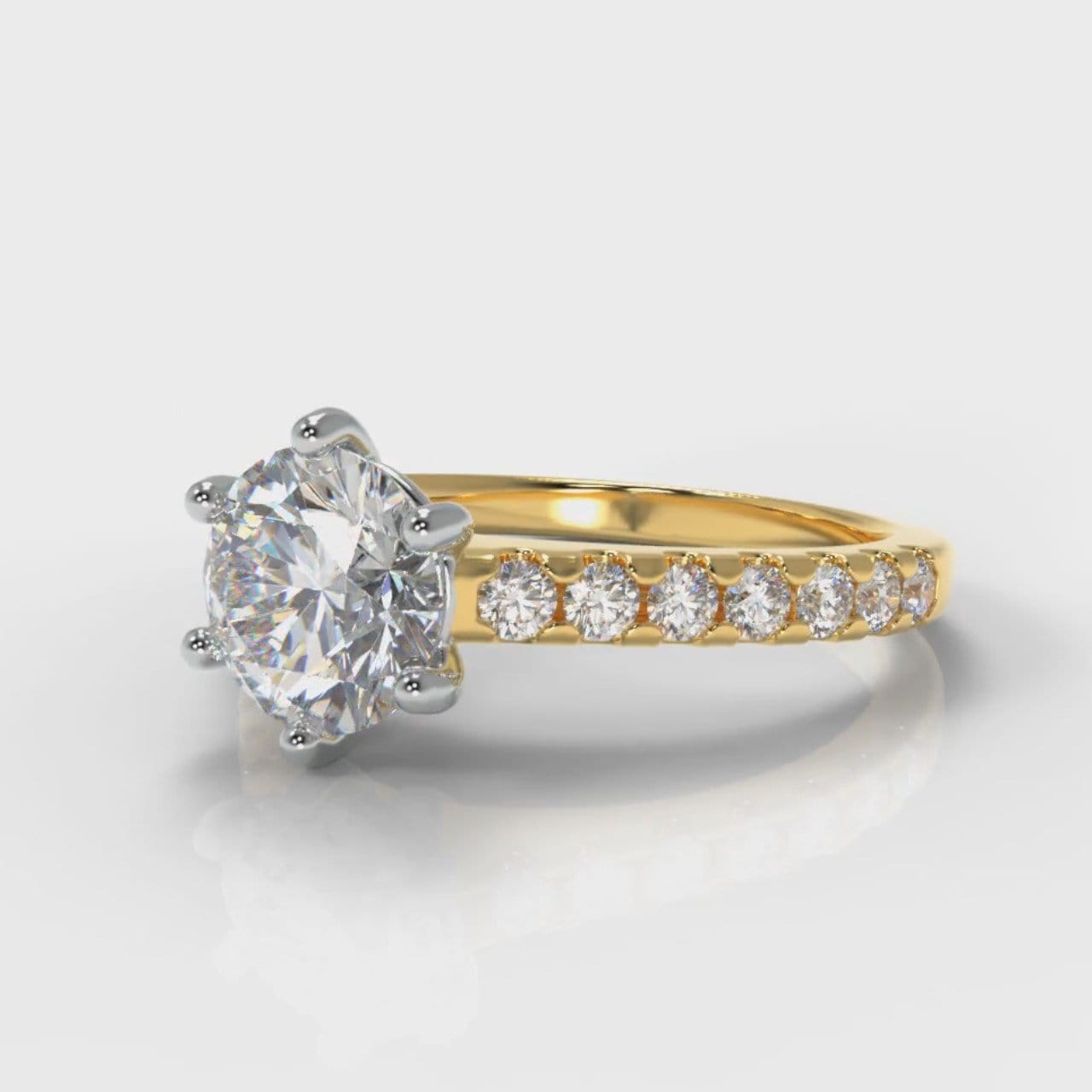Star Micropavé Round Brilliant Diamond Engagement Ring - Yellow Gold