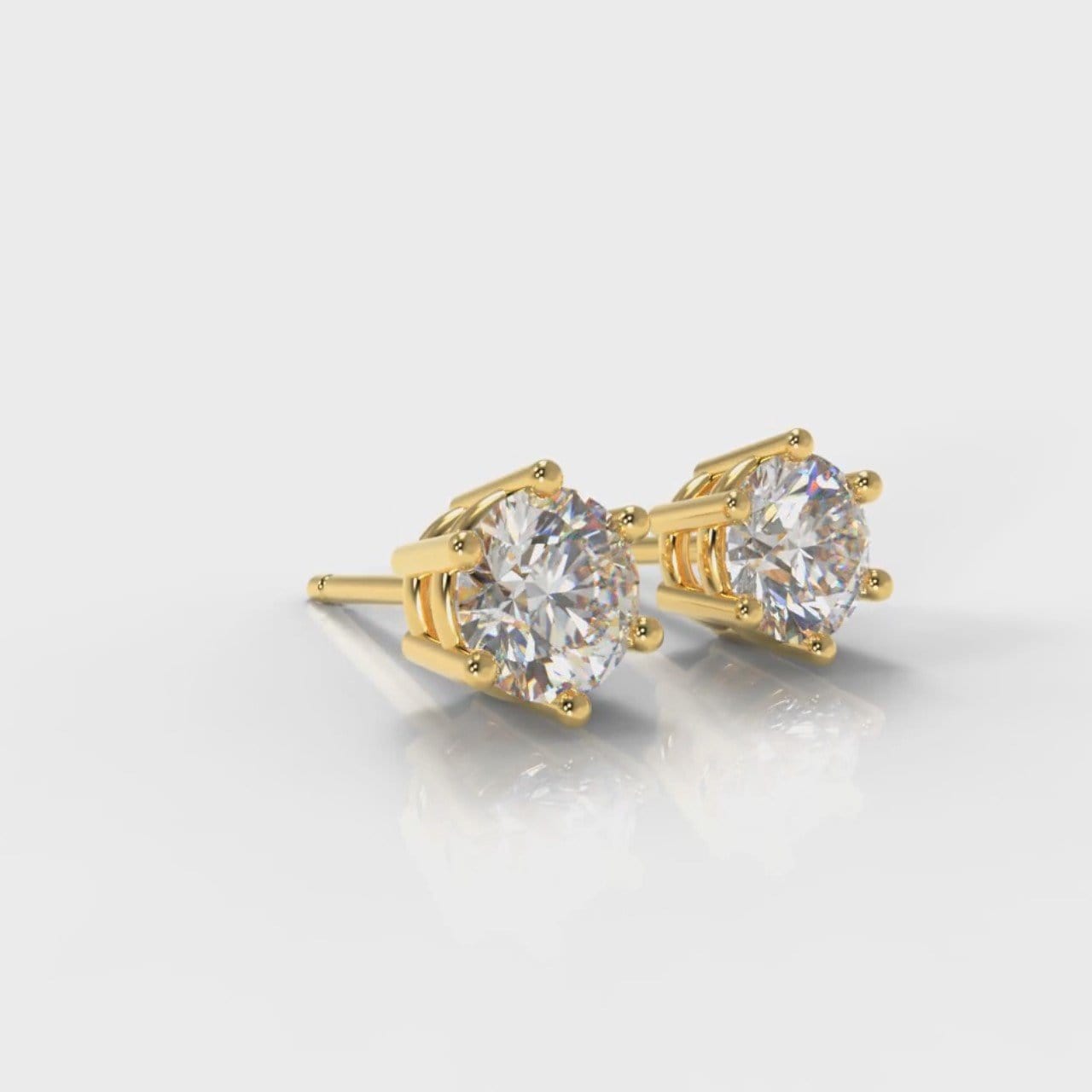 Six Claw Diamond Stud Earrings (GIA Certified) - Yellow Gold