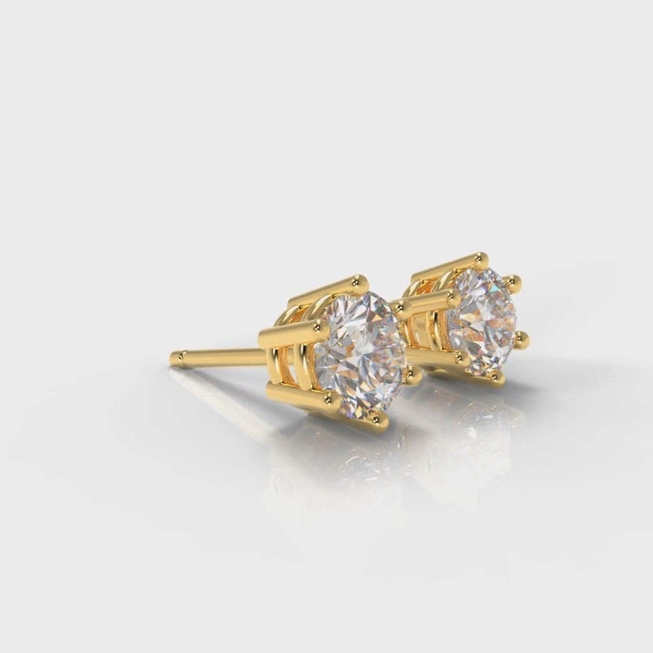 Six Claw Diamond Stud Earrings (GIA Certified) - Yellow Gold