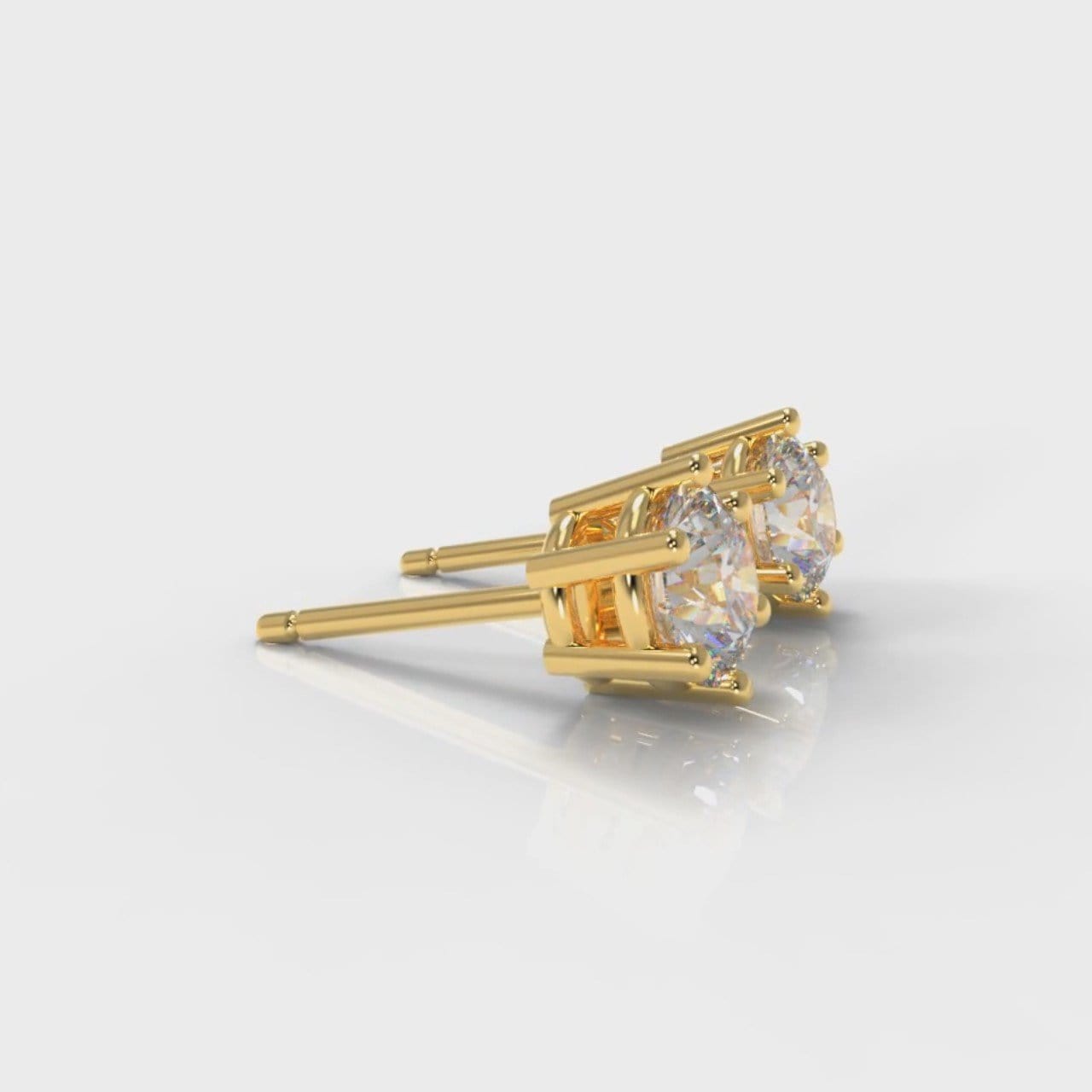 Six Claw Diamond Stud Earrings (GIA Certified) - Yellow Gold