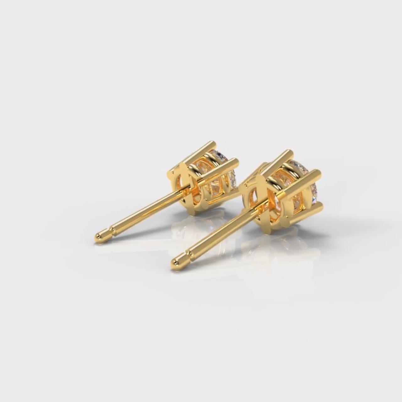 Six Claw Diamond Stud Earrings (GIA Certified) - Yellow Gold