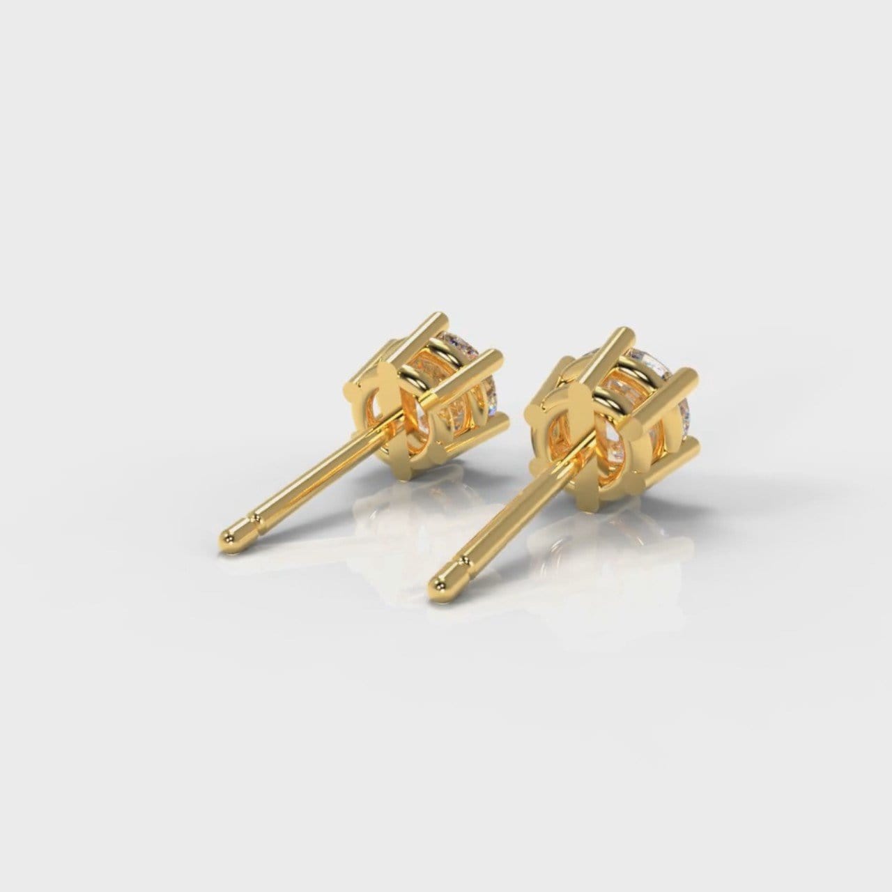 Six Claw Diamond Stud Earrings (GIA Certified) - Yellow Gold