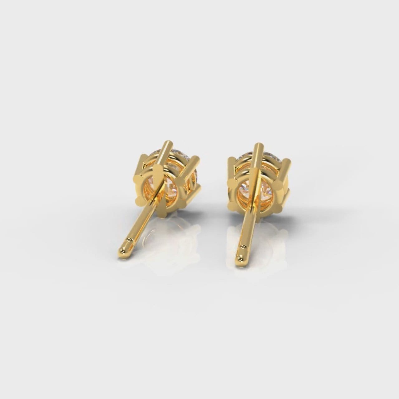 Six Claw Diamond Stud Earrings (GIA Certified) - Yellow Gold