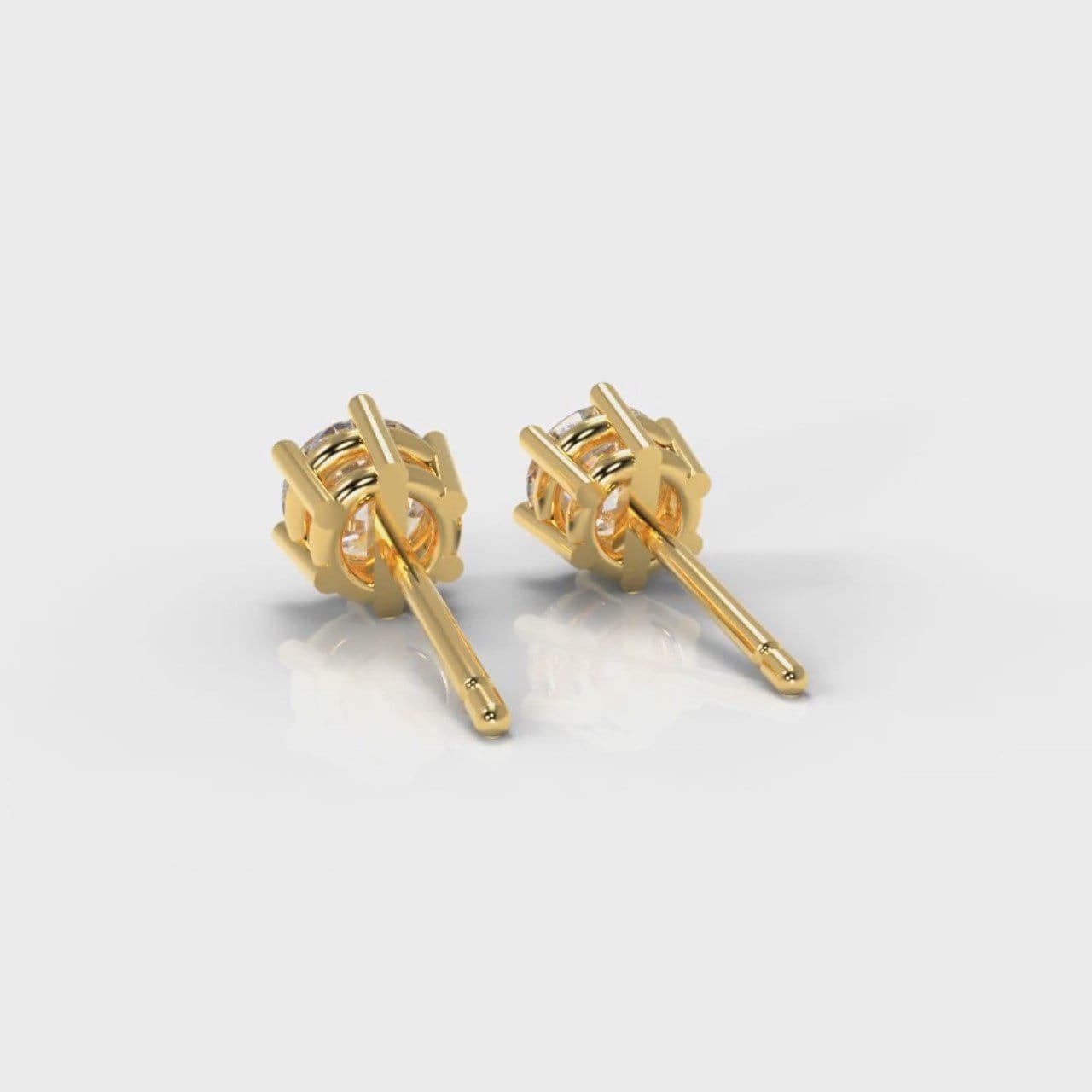 Six Claw Diamond Stud Earrings (GIA Certified) - Yellow Gold