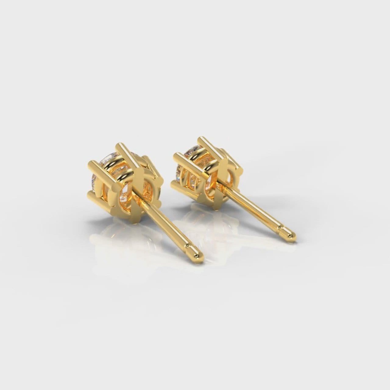 Six Claw Diamond Stud Earrings (GIA Certified) - Yellow Gold