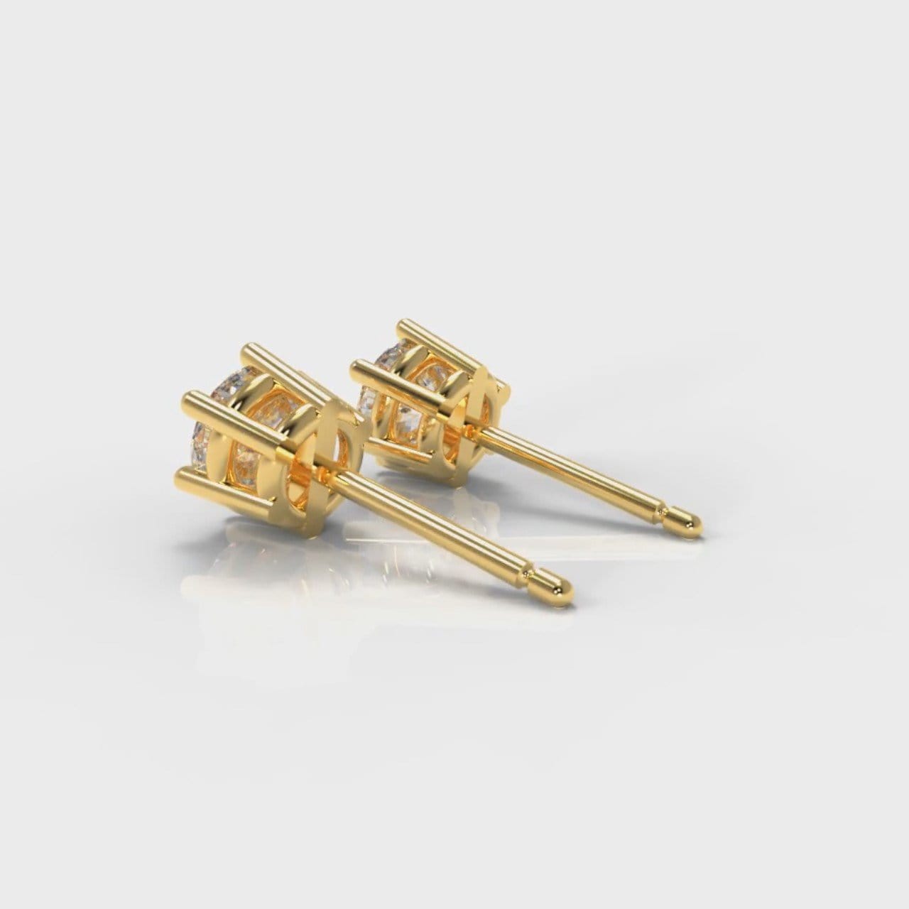 Six Claw Diamond Stud Earrings (GIA Certified) - Yellow Gold