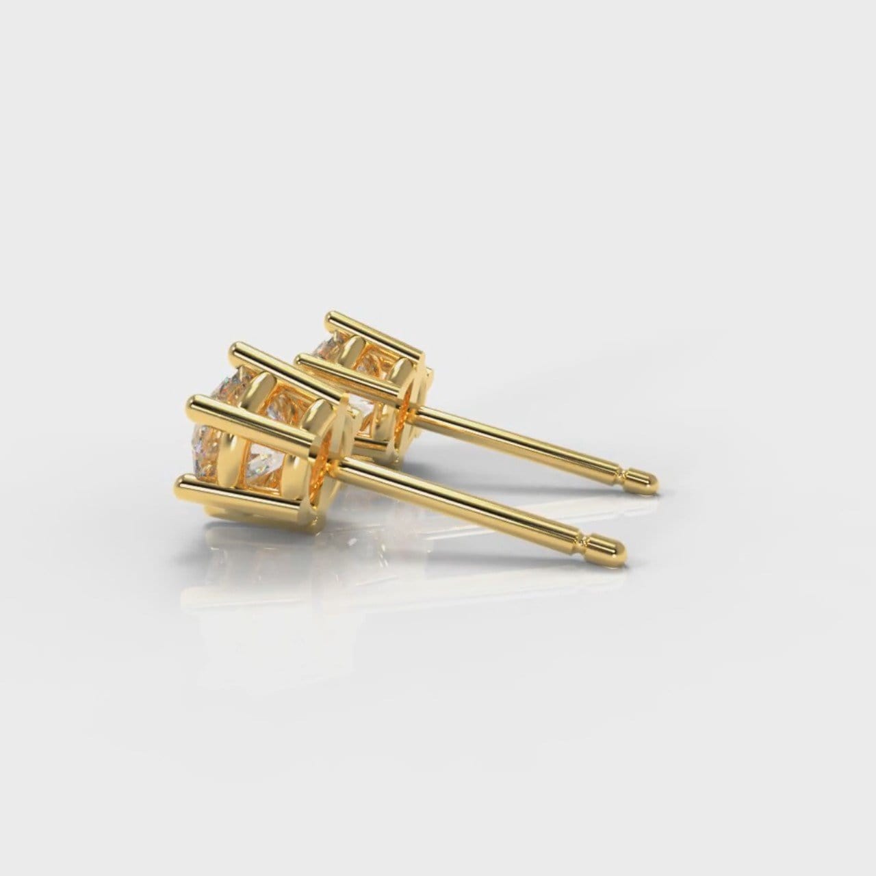 Six Claw Diamond Stud Earrings (GIA Certified) - Yellow Gold