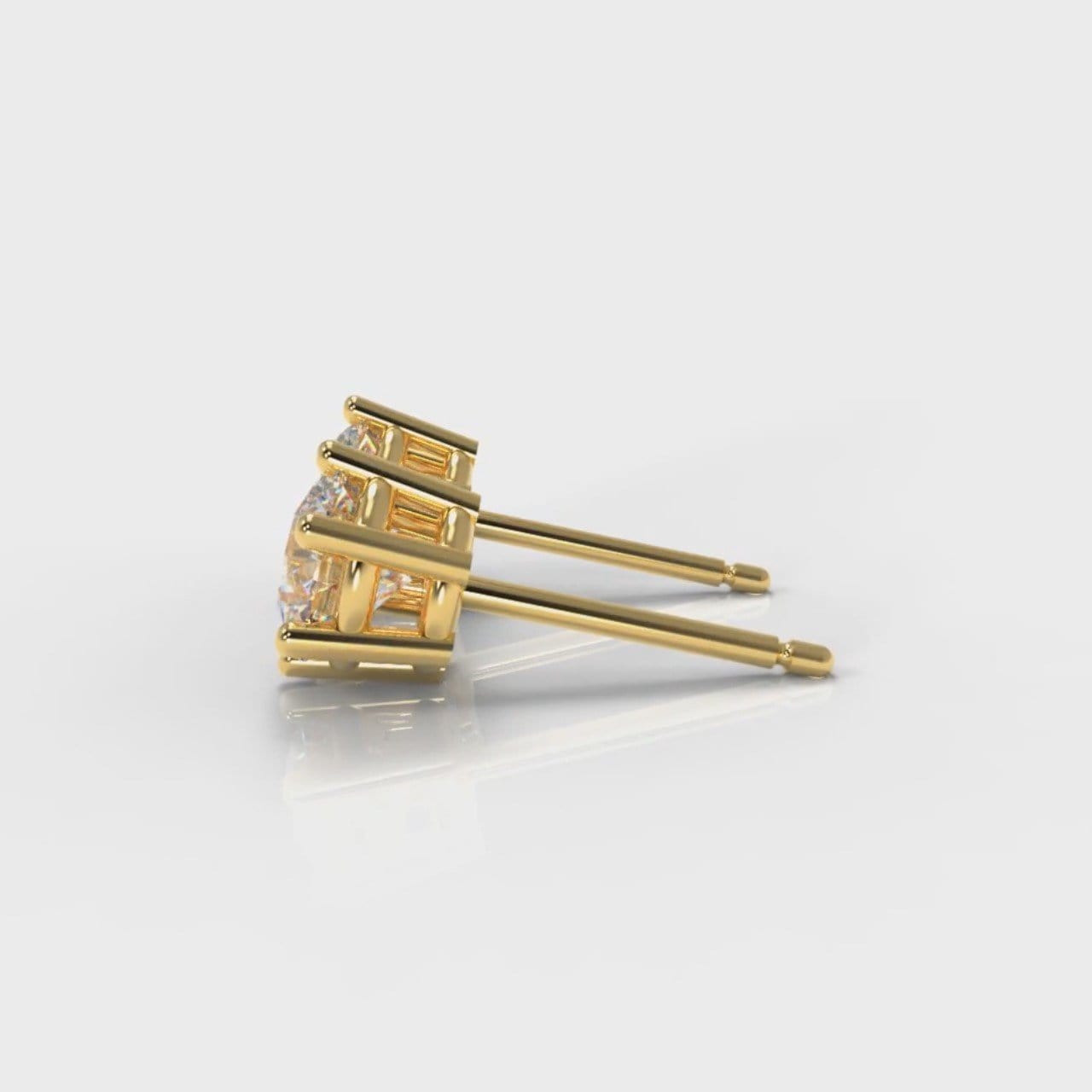 Six Claw Diamond Stud Earrings (GIA Certified) - Yellow Gold