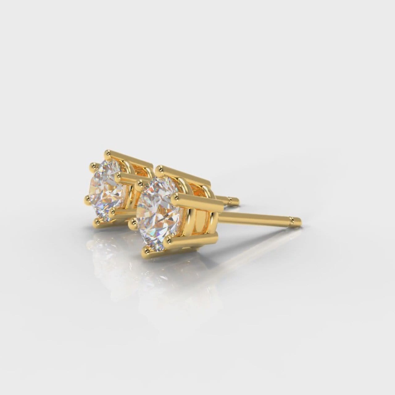 Six Claw Diamond Stud Earrings (GIA Certified) - Yellow Gold
