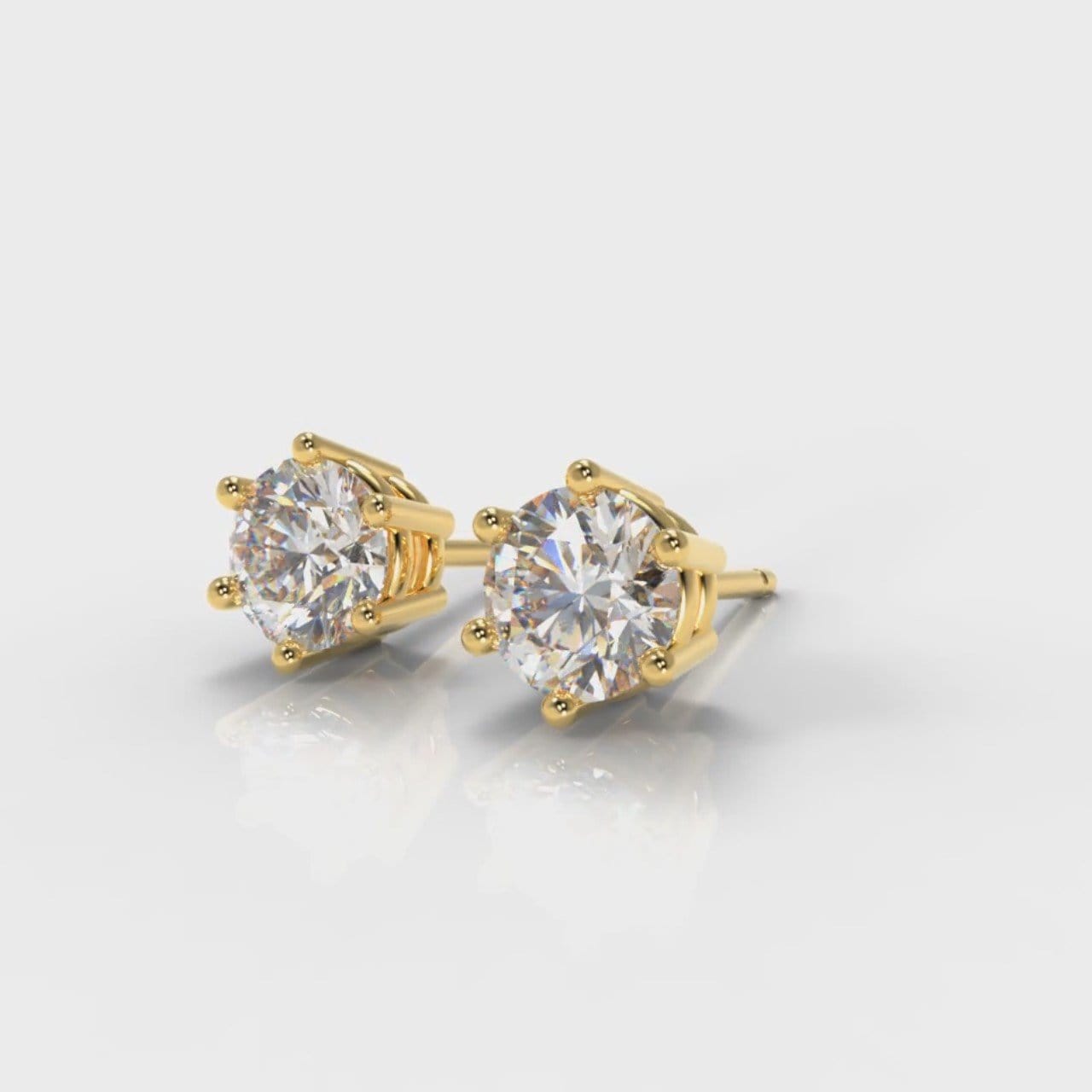 Six Claw Diamond Stud Earrings (GIA Certified) - Yellow Gold