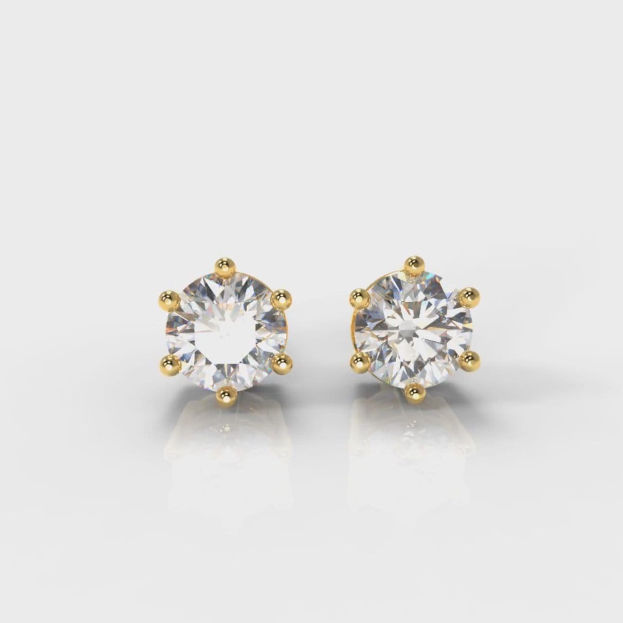 Six Claw Diamond Stud Earrings (GIA Certified) - Yellow Gold