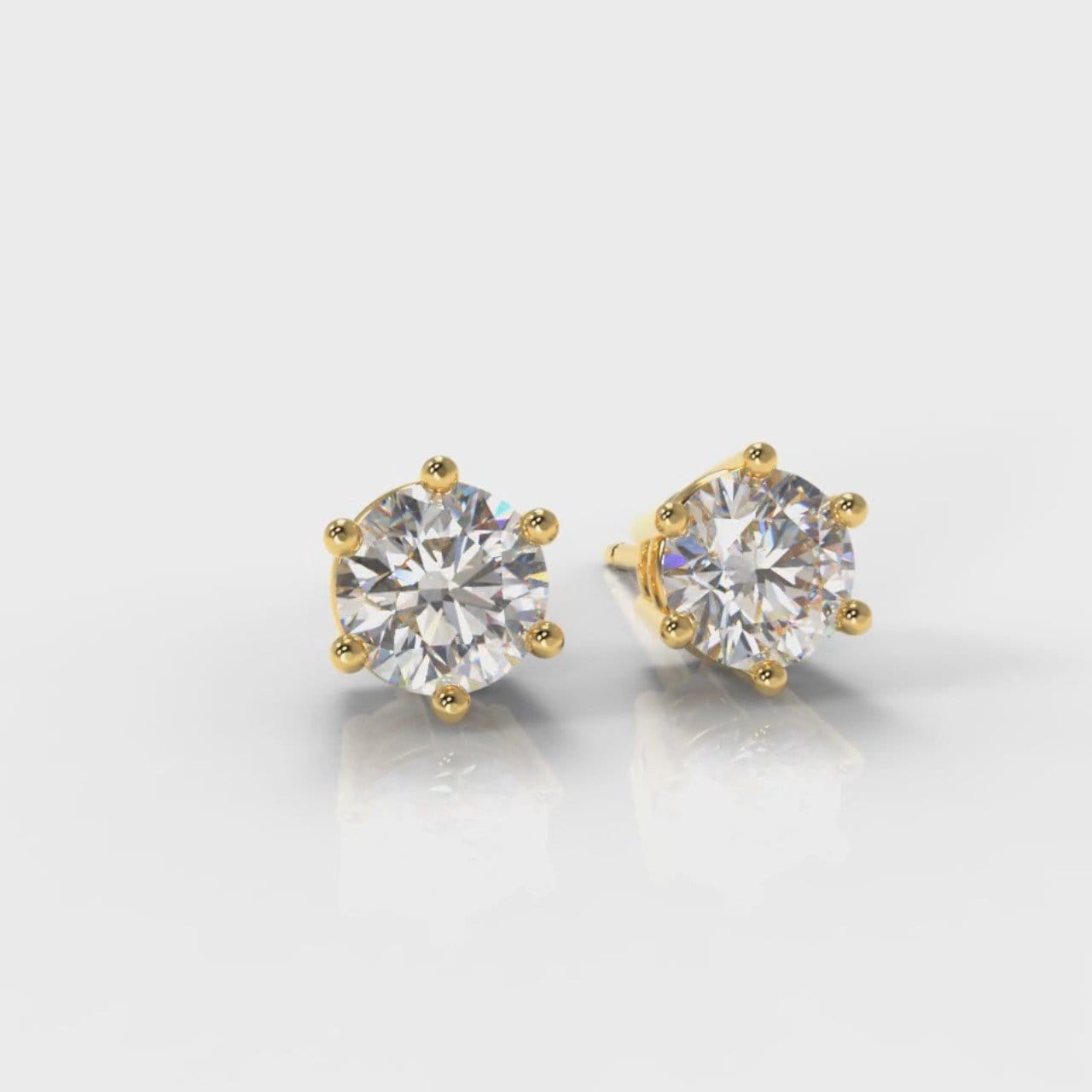 Six Claw Diamond Stud Earrings (GIA Certified) - Yellow Gold
