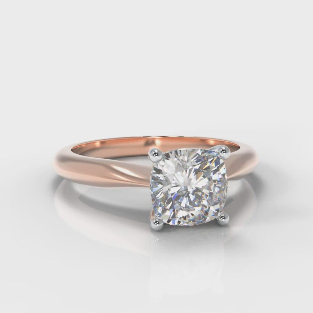 Carrée Solitaire Cushion Cut Diamond Engagement Ring - Rose Gold