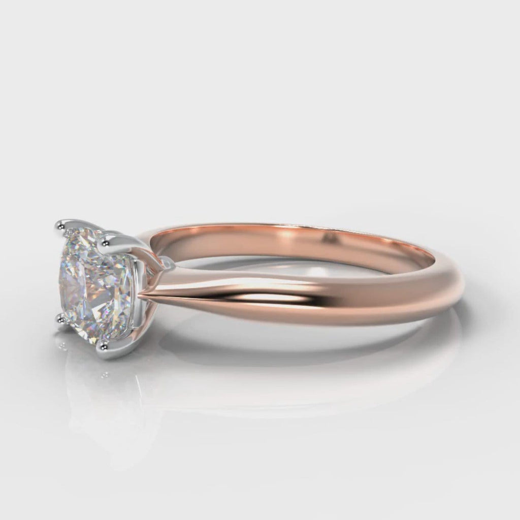 Carrée Solitaire Cushion Cut Diamond Engagement Ring - Rose Gold