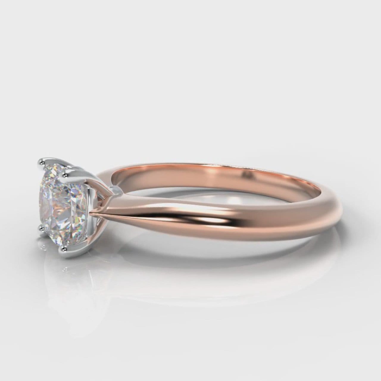 Carrée Solitaire Cushion Cut Diamond Engagement Ring - Rose Gold