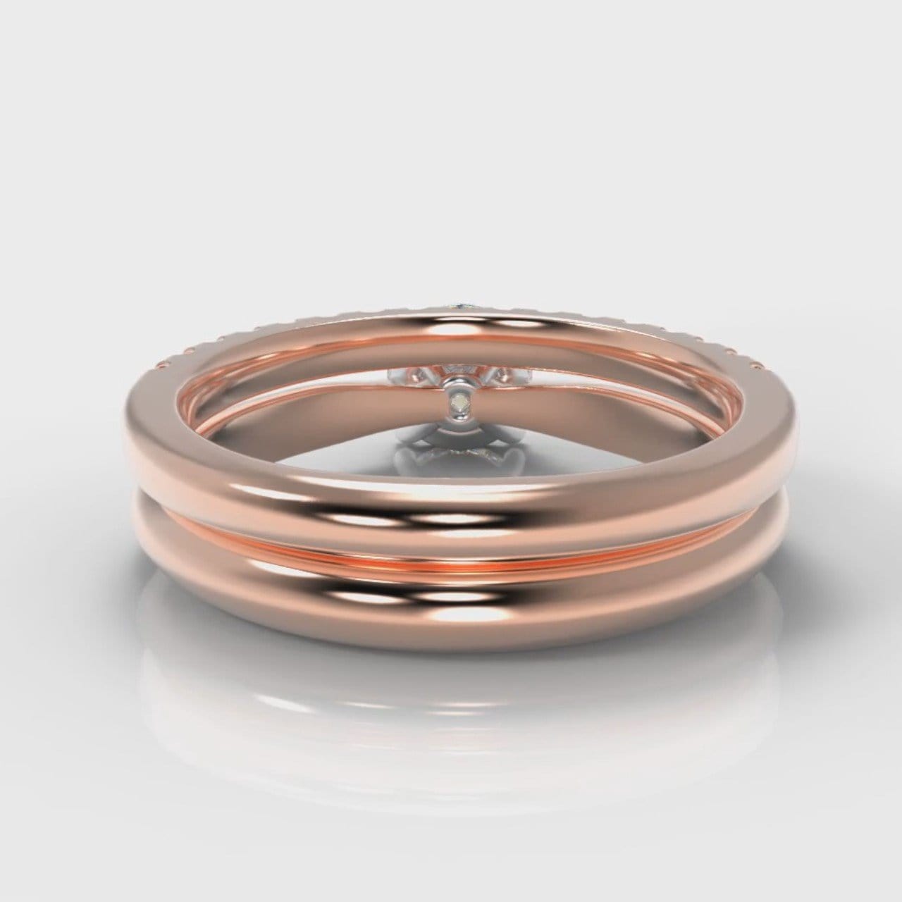 Carrée Solitaire Round Brilliant Cut Diamond Bridal Set - Rose Gold