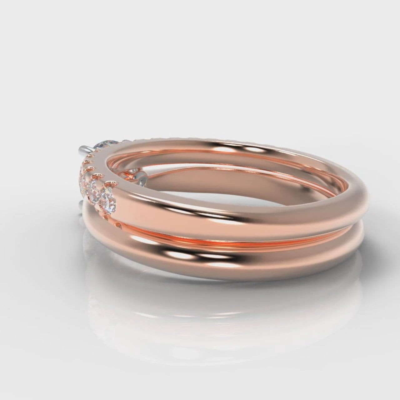 Carrée Solitaire Round Brilliant Cut Diamond Bridal Set - Rose Gold