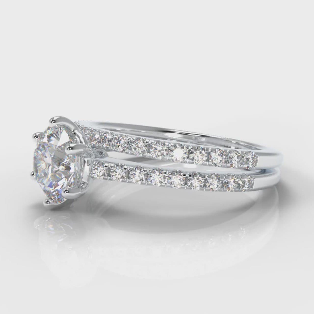 Star Petite Micropavé Round Brilliant Cut Diamond Bridal Set