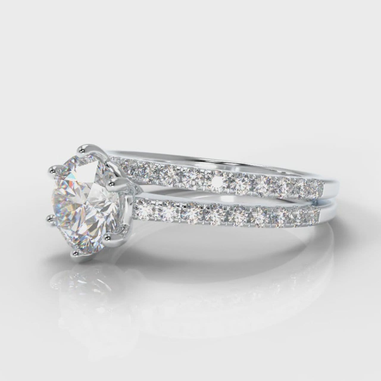 Star Petite Micropavé Round Brilliant Cut Diamond Bridal Set