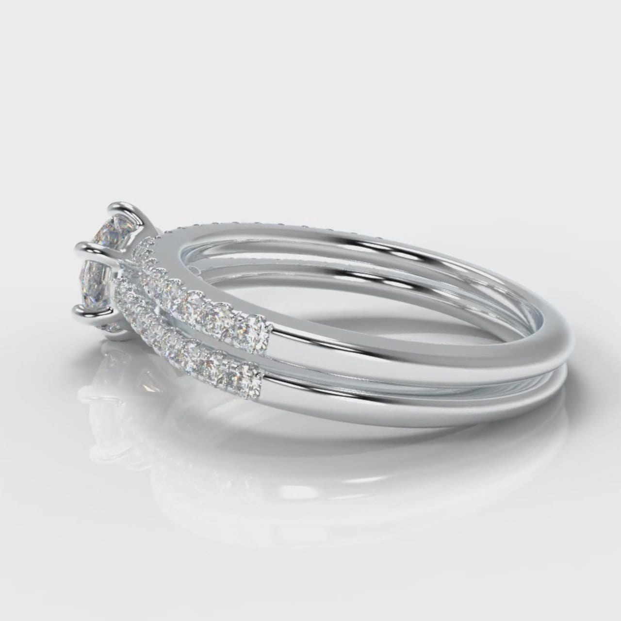Star Petite Micropavé Round Brilliant Cut Diamond Bridal Set
