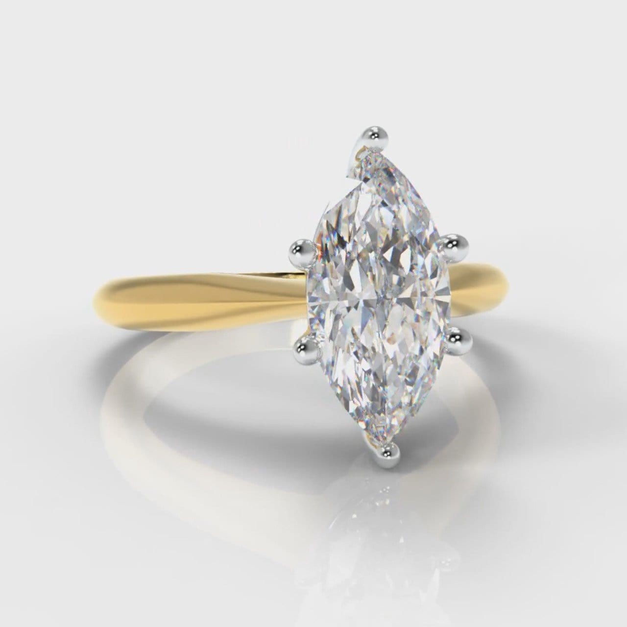 Star Solitaire Marquise Diamond Engagement Ring - Yellow Gold