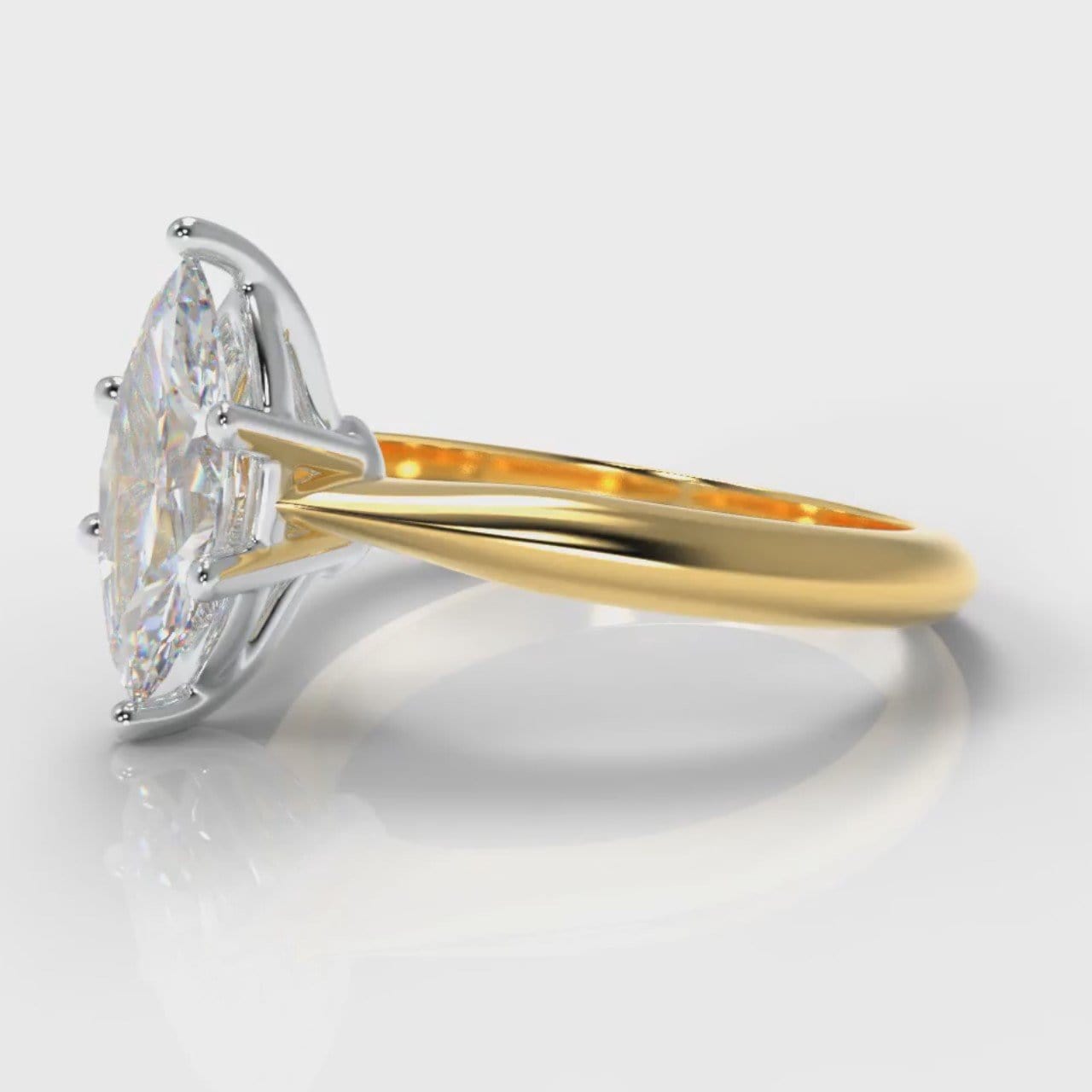 Star Solitaire Marquise Diamond Engagement Ring - Yellow Gold