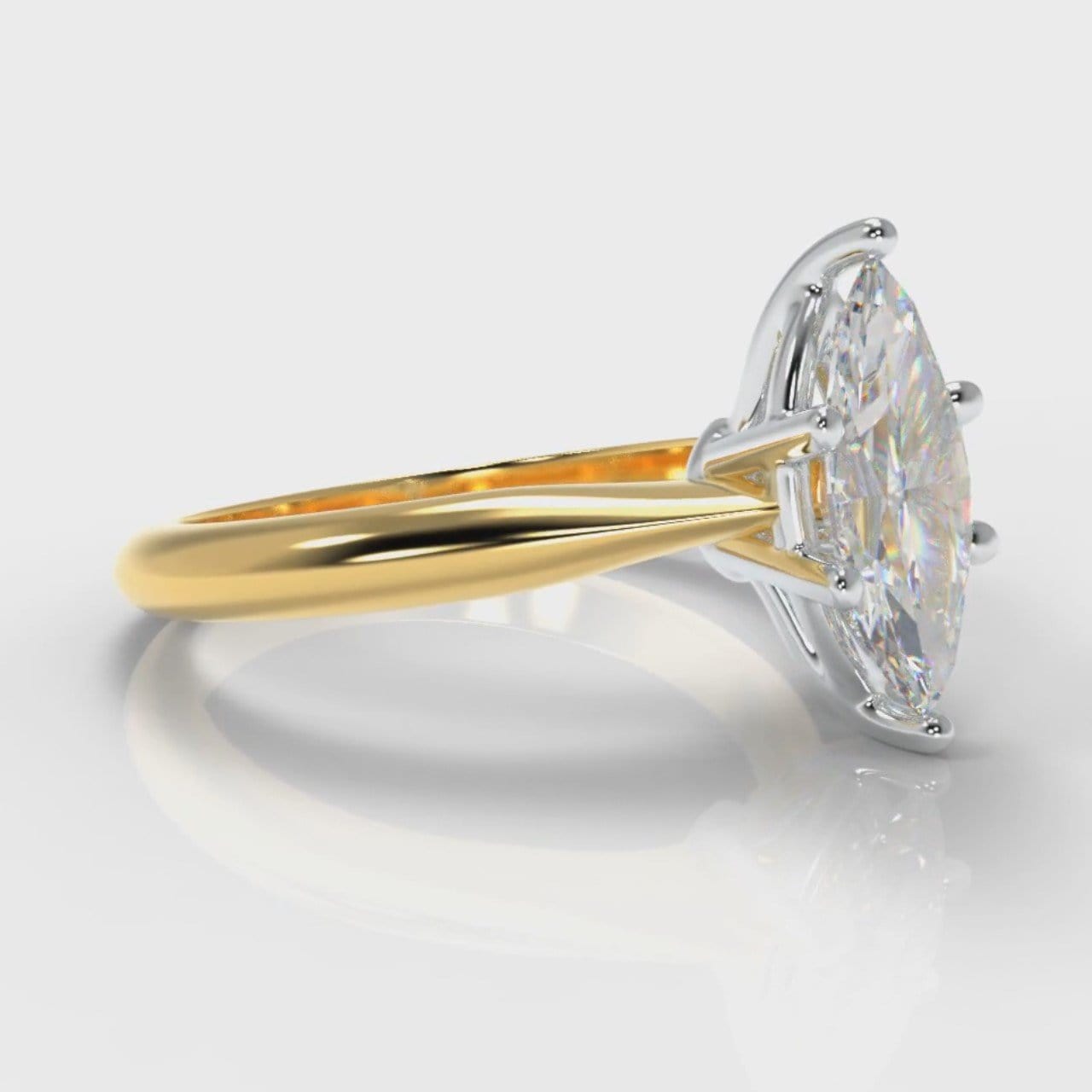 Star Solitaire Marquise Diamond Engagement Ring - Yellow Gold