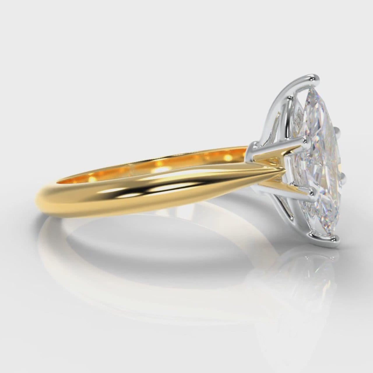 Star Solitaire Marquise Diamond Engagement Ring - Yellow Gold
