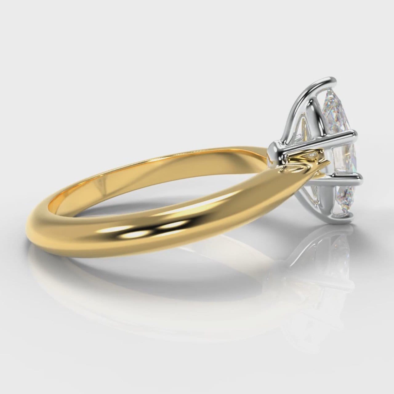Star Solitaire Marquise Diamond Engagement Ring - Yellow Gold