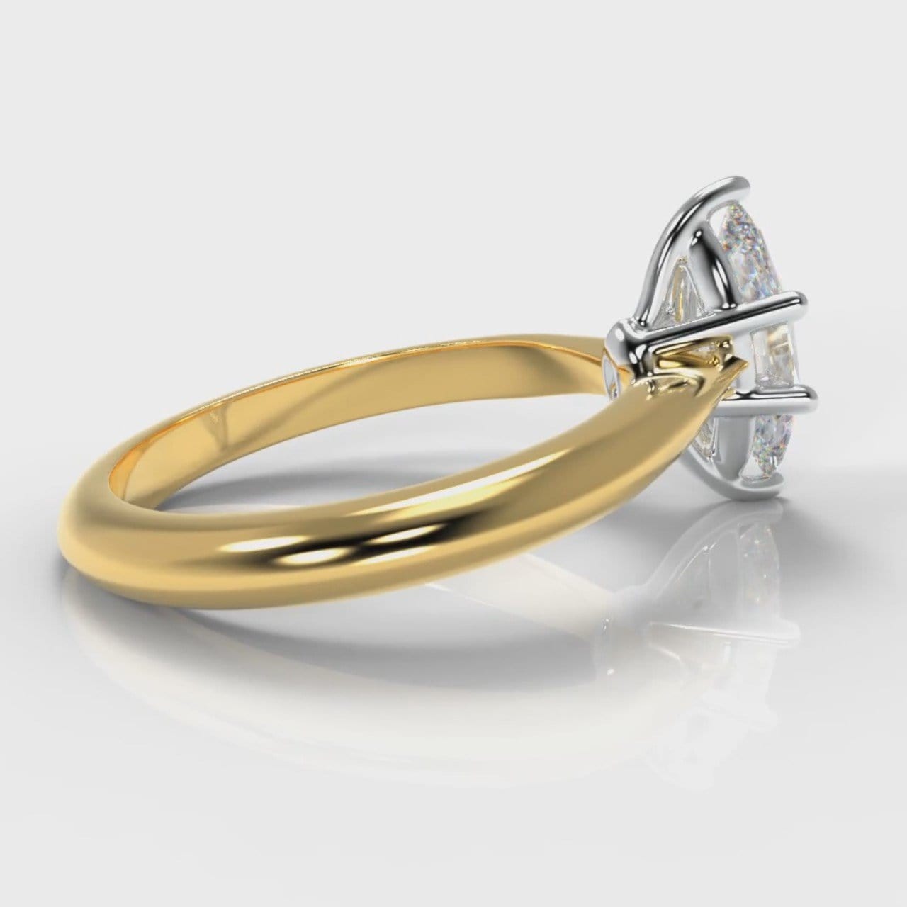 Star Solitaire Marquise Diamond Engagement Ring - Yellow Gold