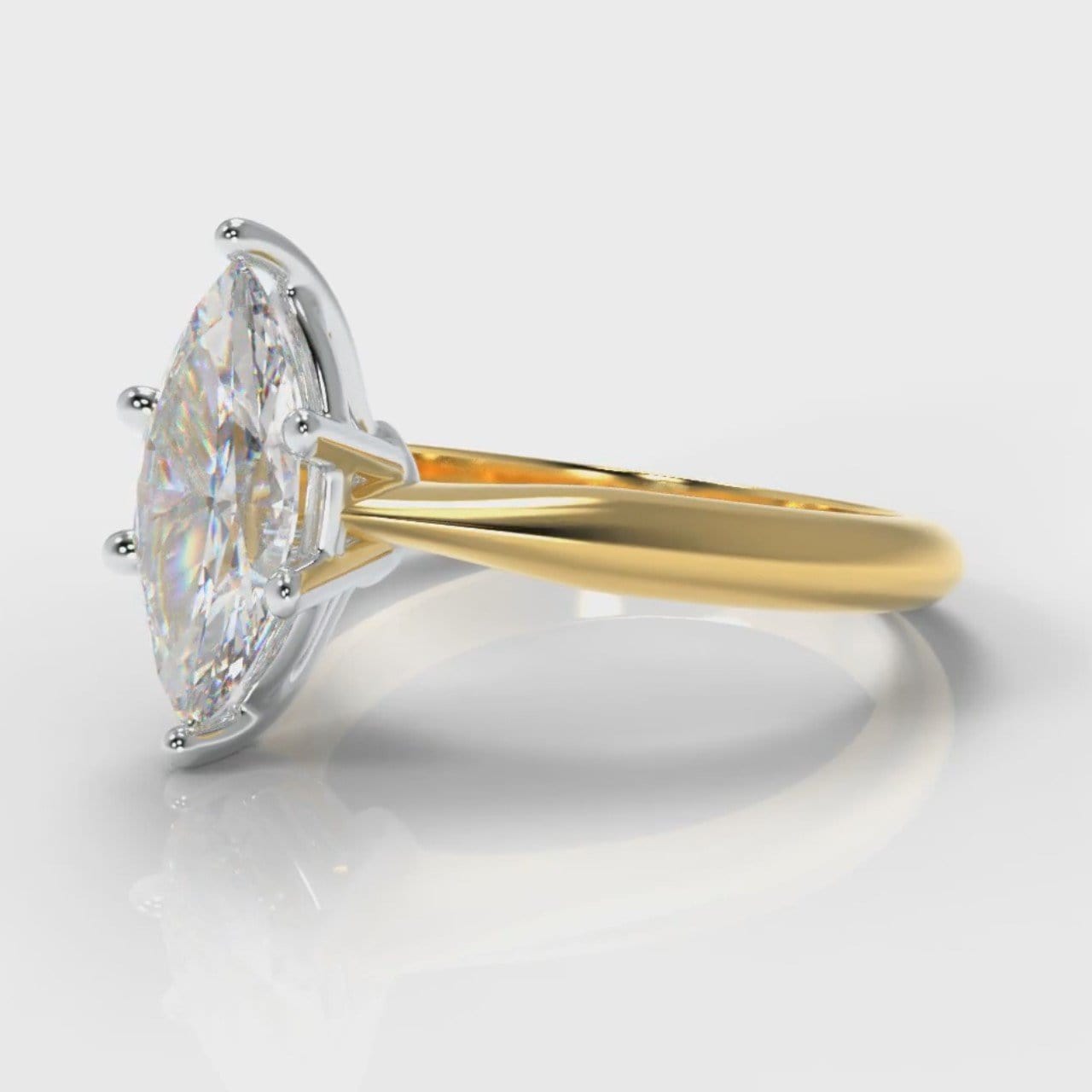 Star Solitaire Marquise Diamond Engagement Ring - Yellow Gold