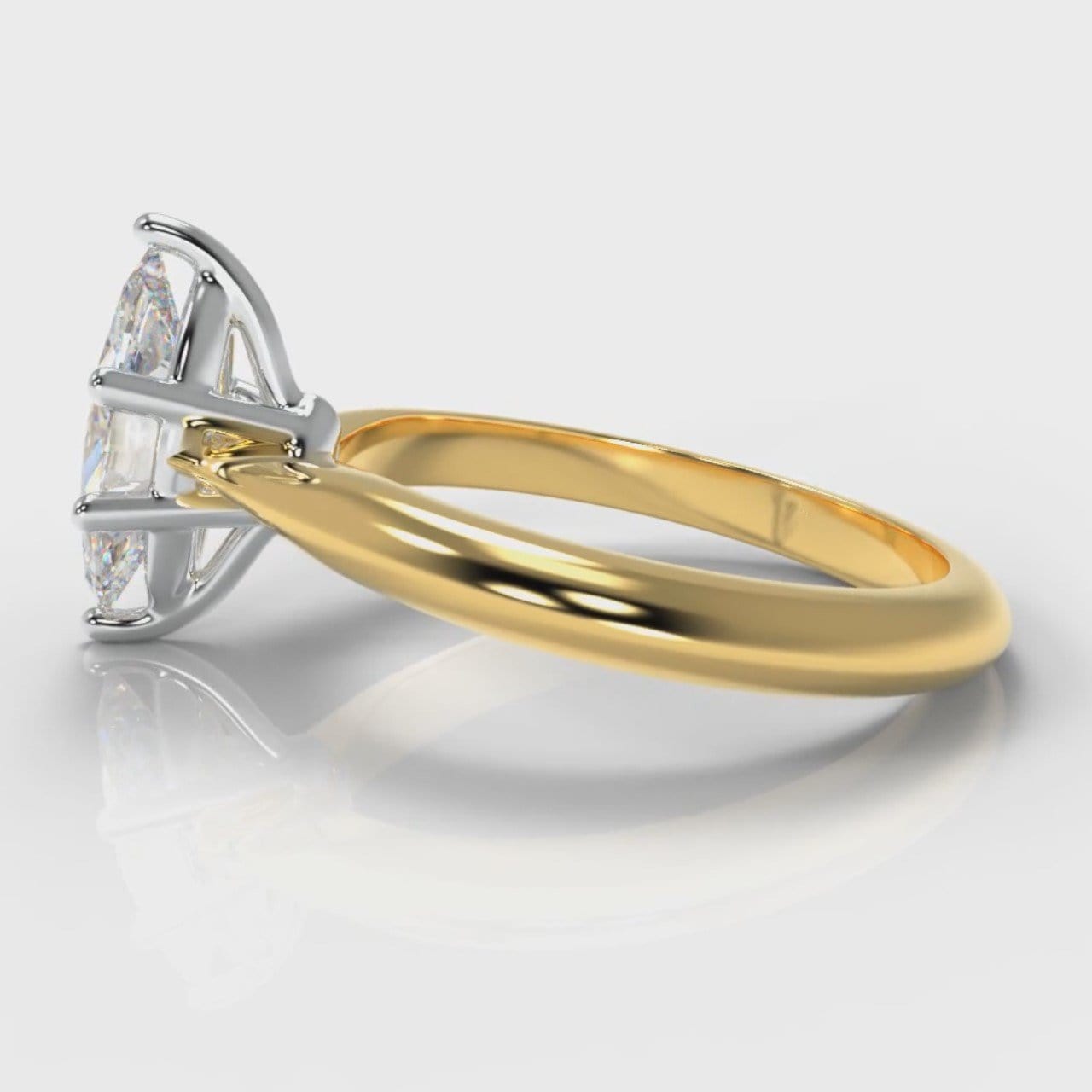 Star Solitaire Marquise Diamond Engagement Ring - Yellow Gold