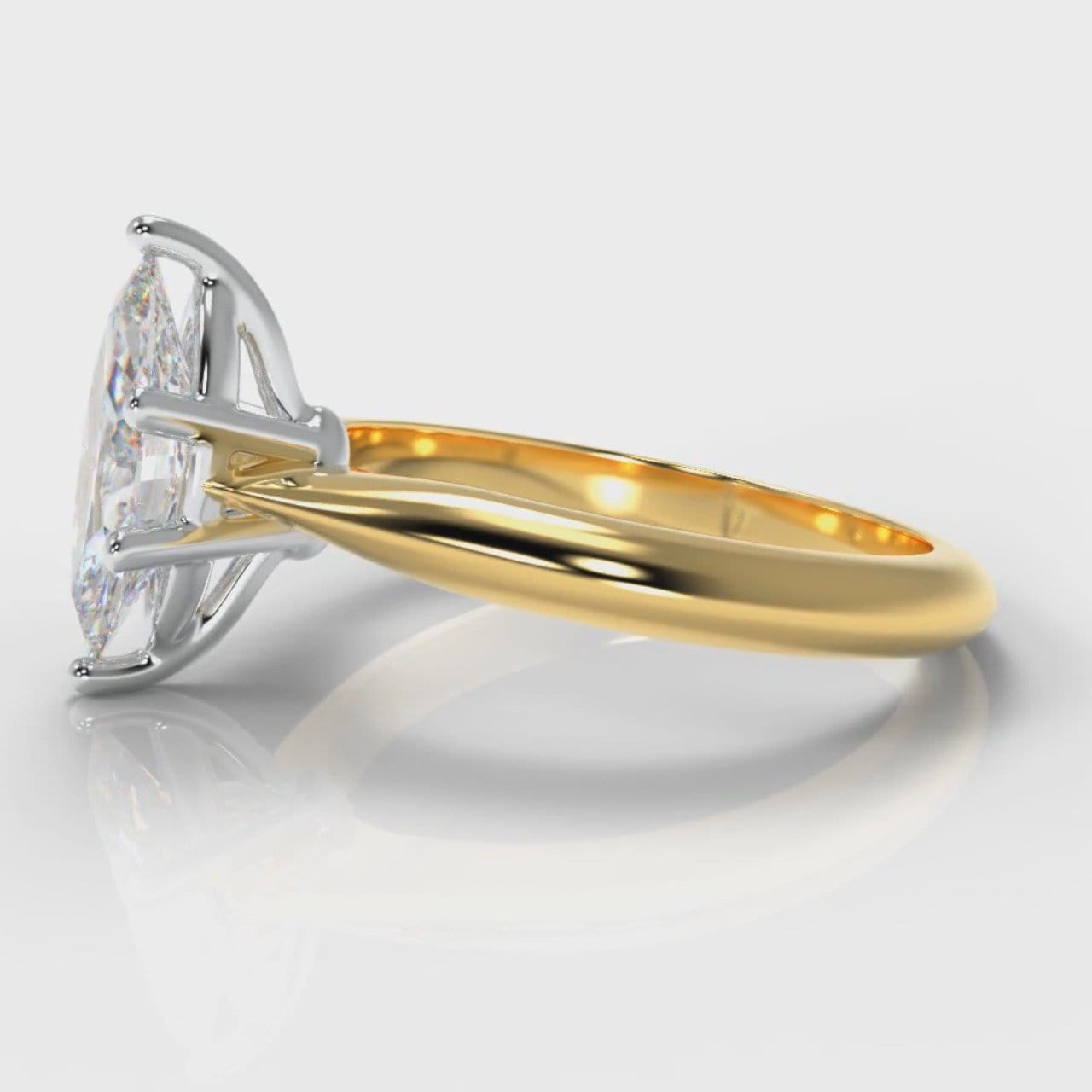 Star Solitaire Marquise Diamond Engagement Ring - Yellow Gold