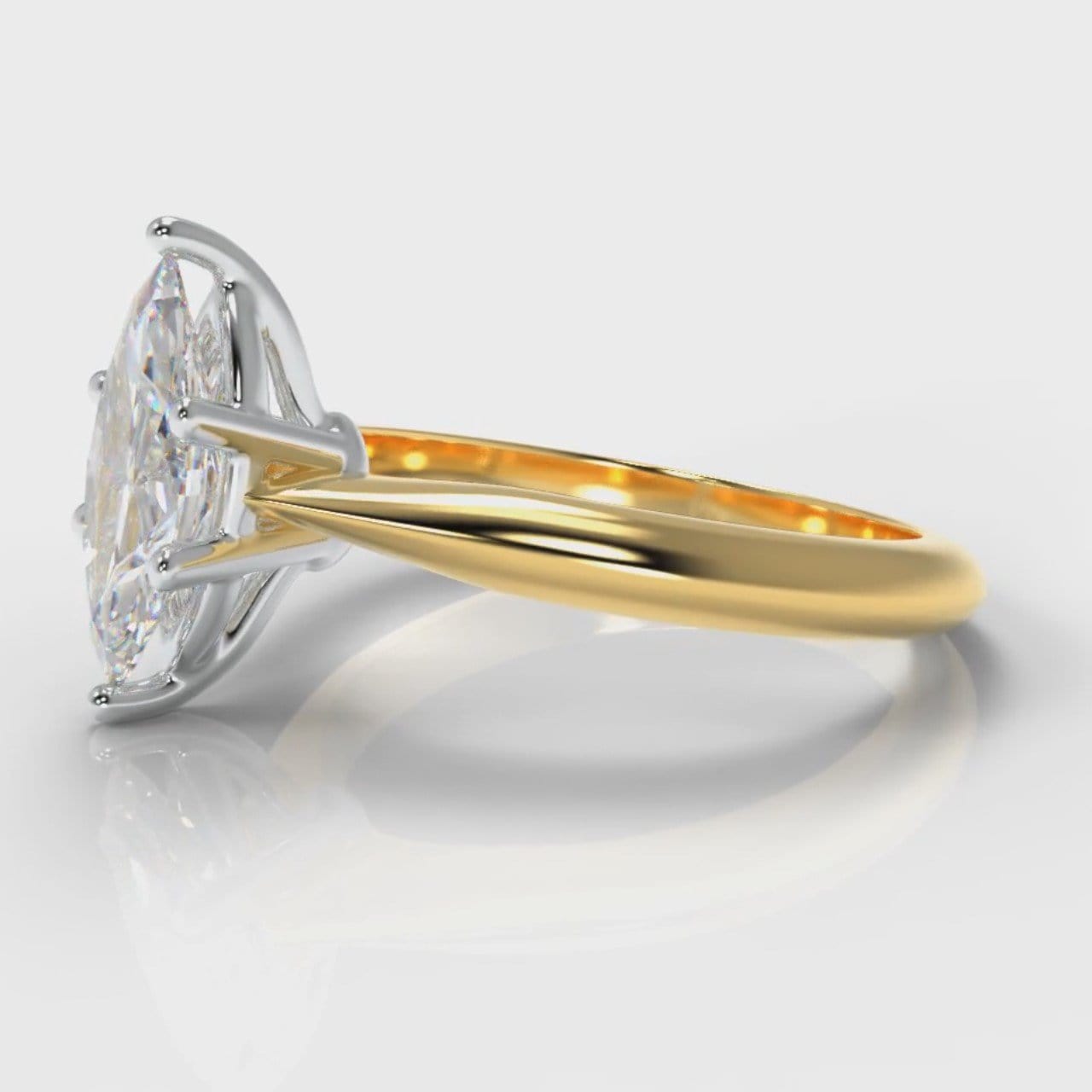 Star Solitaire Marquise Diamond Engagement Ring - Yellow Gold