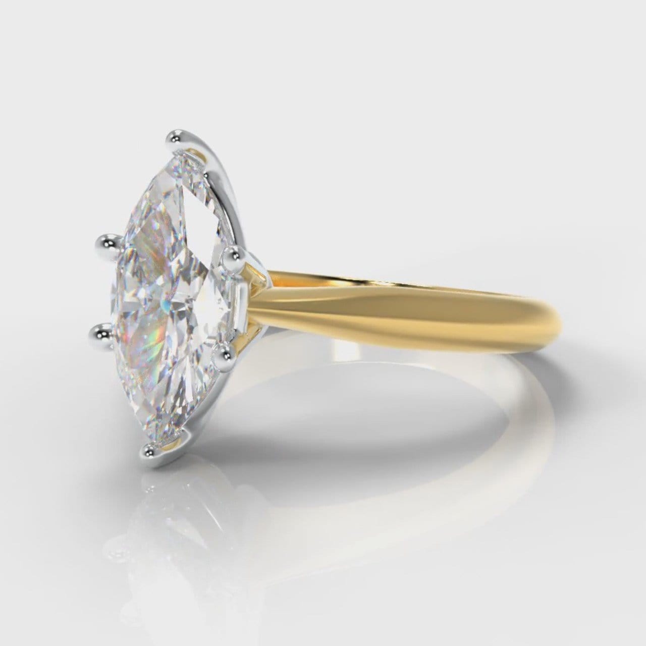 Star Solitaire Marquise Diamond Engagement Ring - Yellow Gold