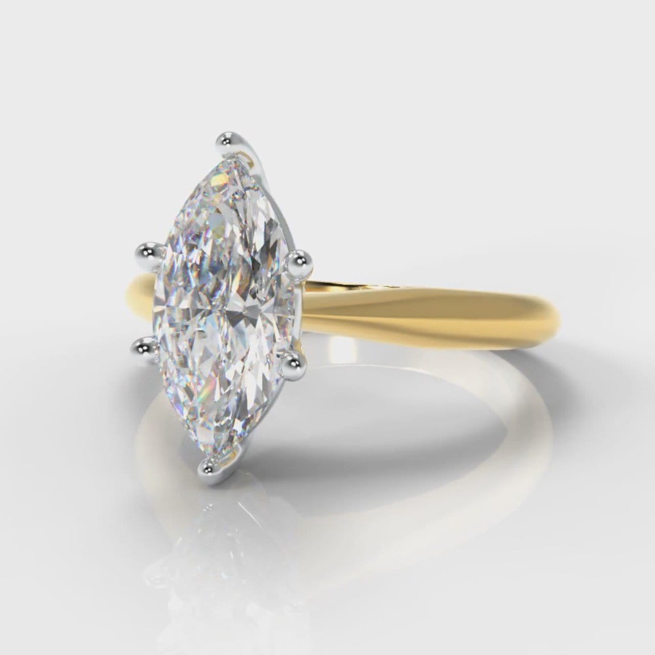 Star Solitaire Marquise Diamond Engagement Ring - Yellow Gold