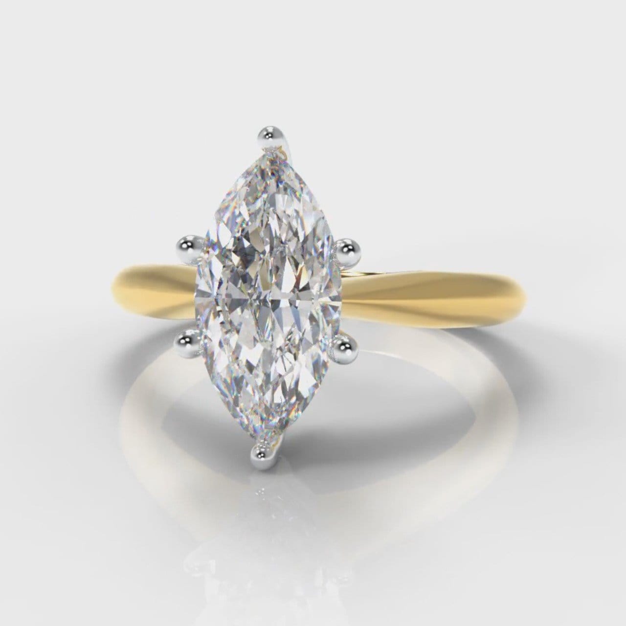 Star Solitaire Marquise Diamond Engagement Ring - Yellow Gold