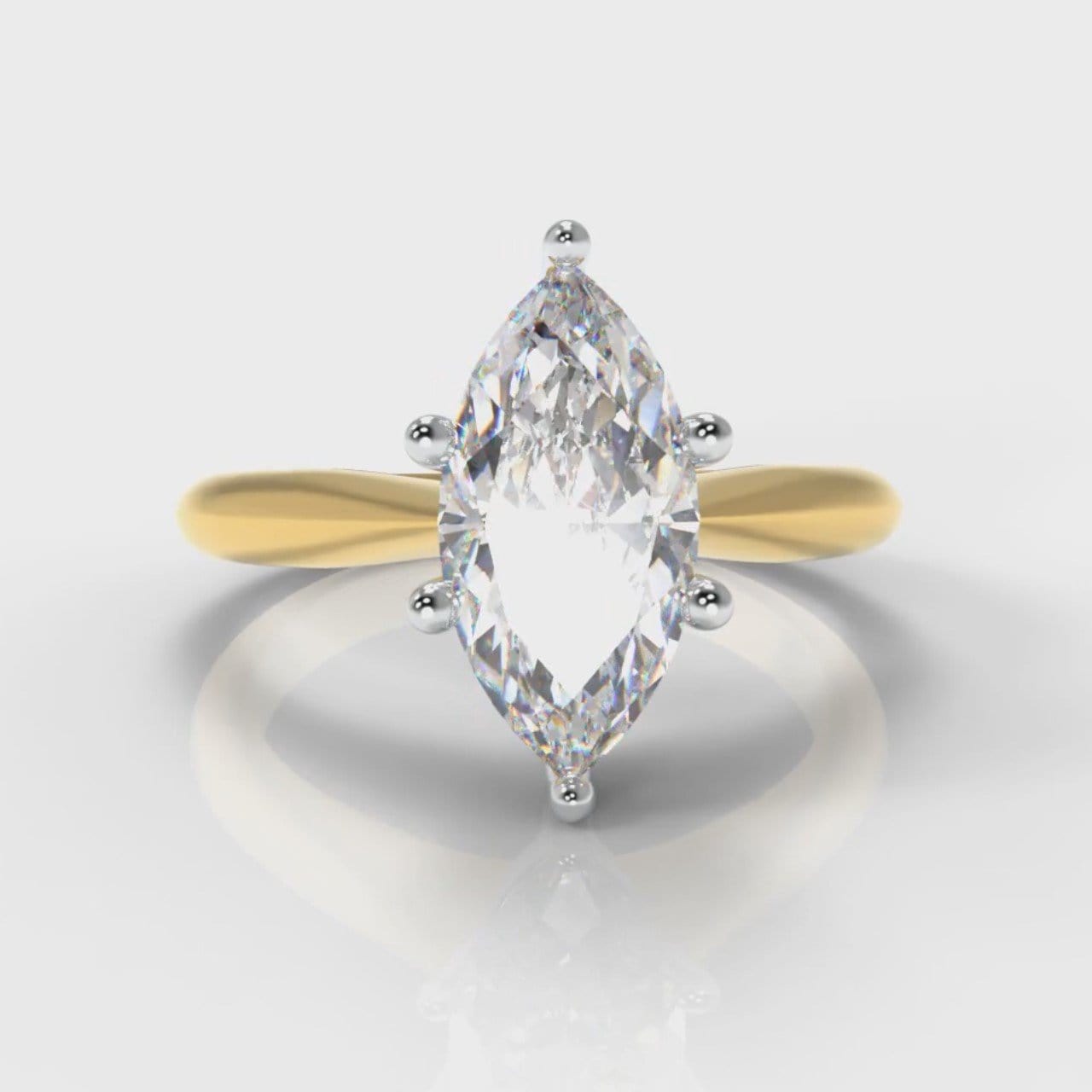Star Solitaire Marquise Diamond Engagement Ring - Yellow Gold