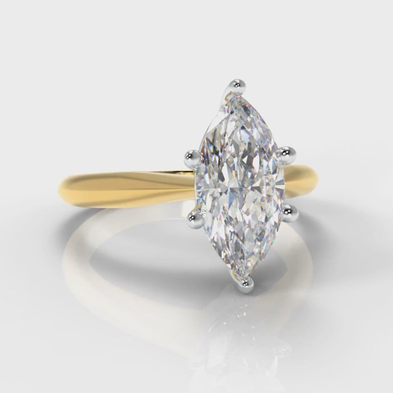 Star Solitaire Marquise Diamond Engagement Ring - Yellow Gold