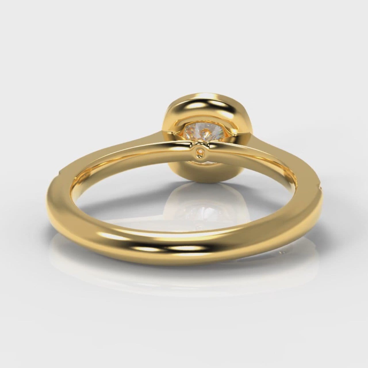 Pavé Cushion Cut Diamond Halo Engagement Ring - Yellow Gold
