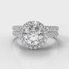 Micropavé Round Brilliant Cut Diamond Halo Bridal Set