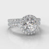 Micropavé Round Brilliant Cut Diamond Halo Bridal Set