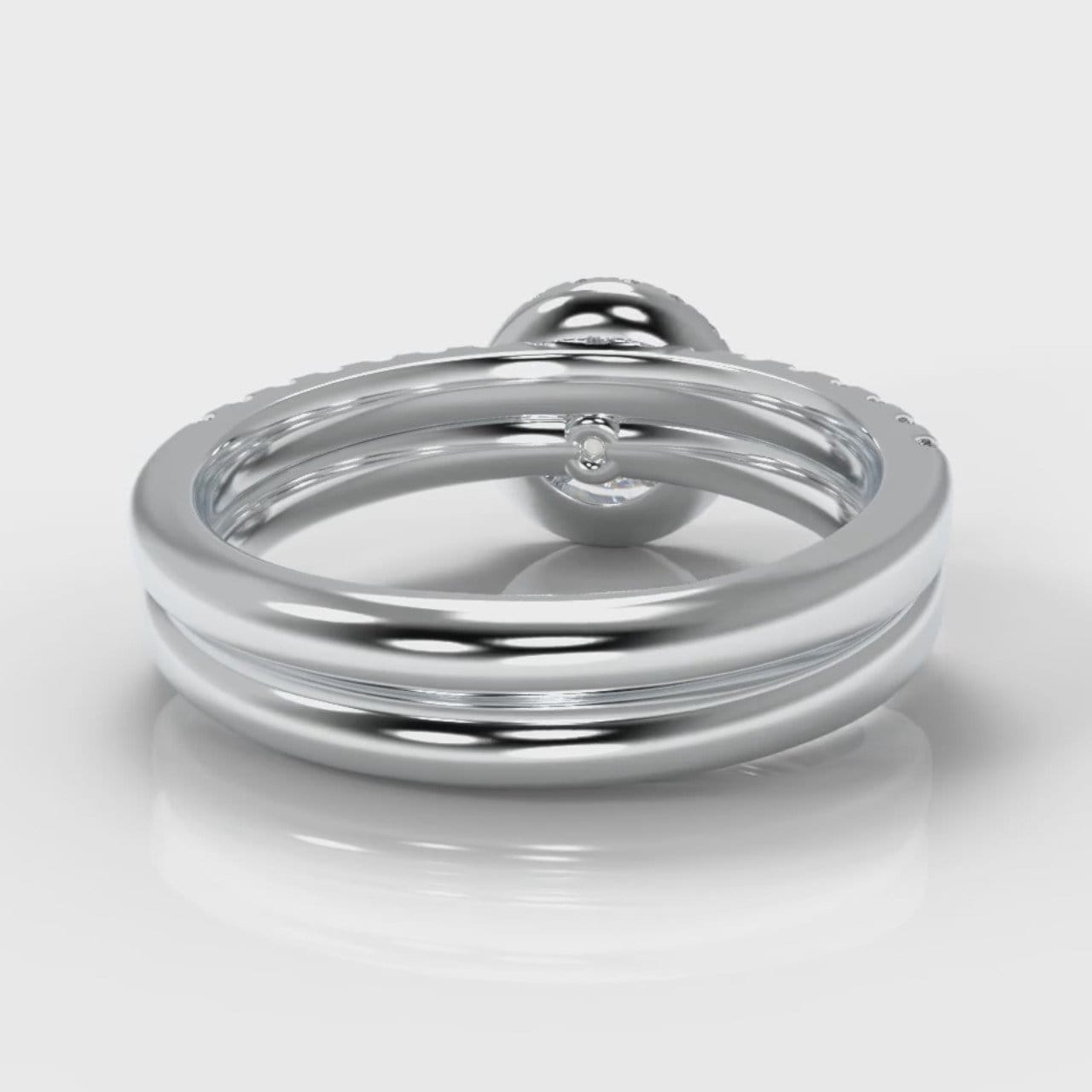 Micropavé Round Brilliant Cut Diamond Halo Bridal Set