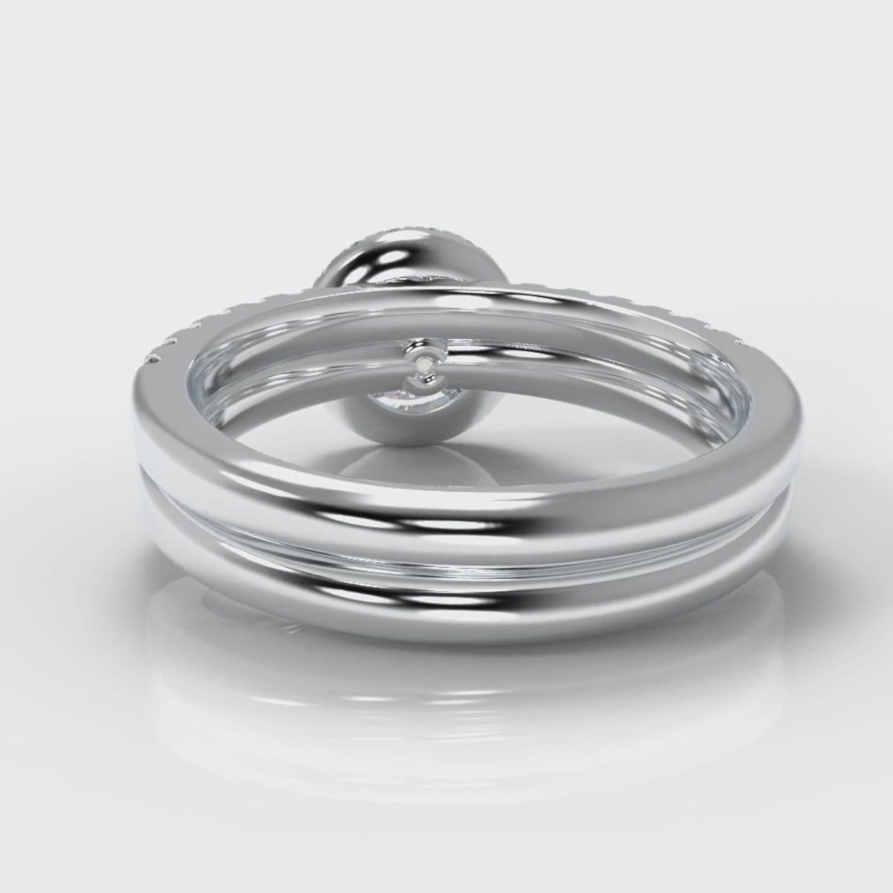 Micropavé Round Brilliant Cut Diamond Halo Bridal Set