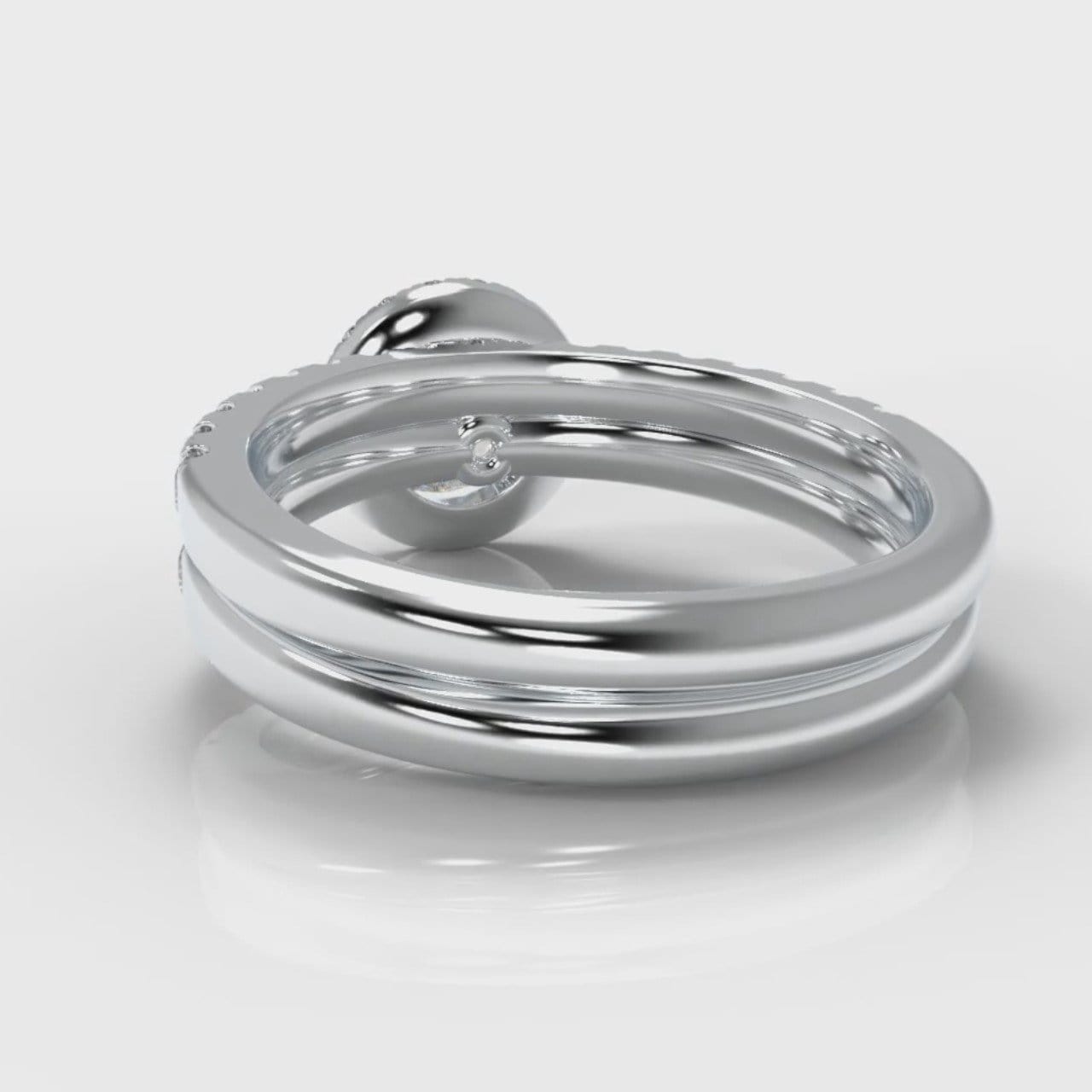 Micropavé Round Brilliant Cut Diamond Halo Bridal Set