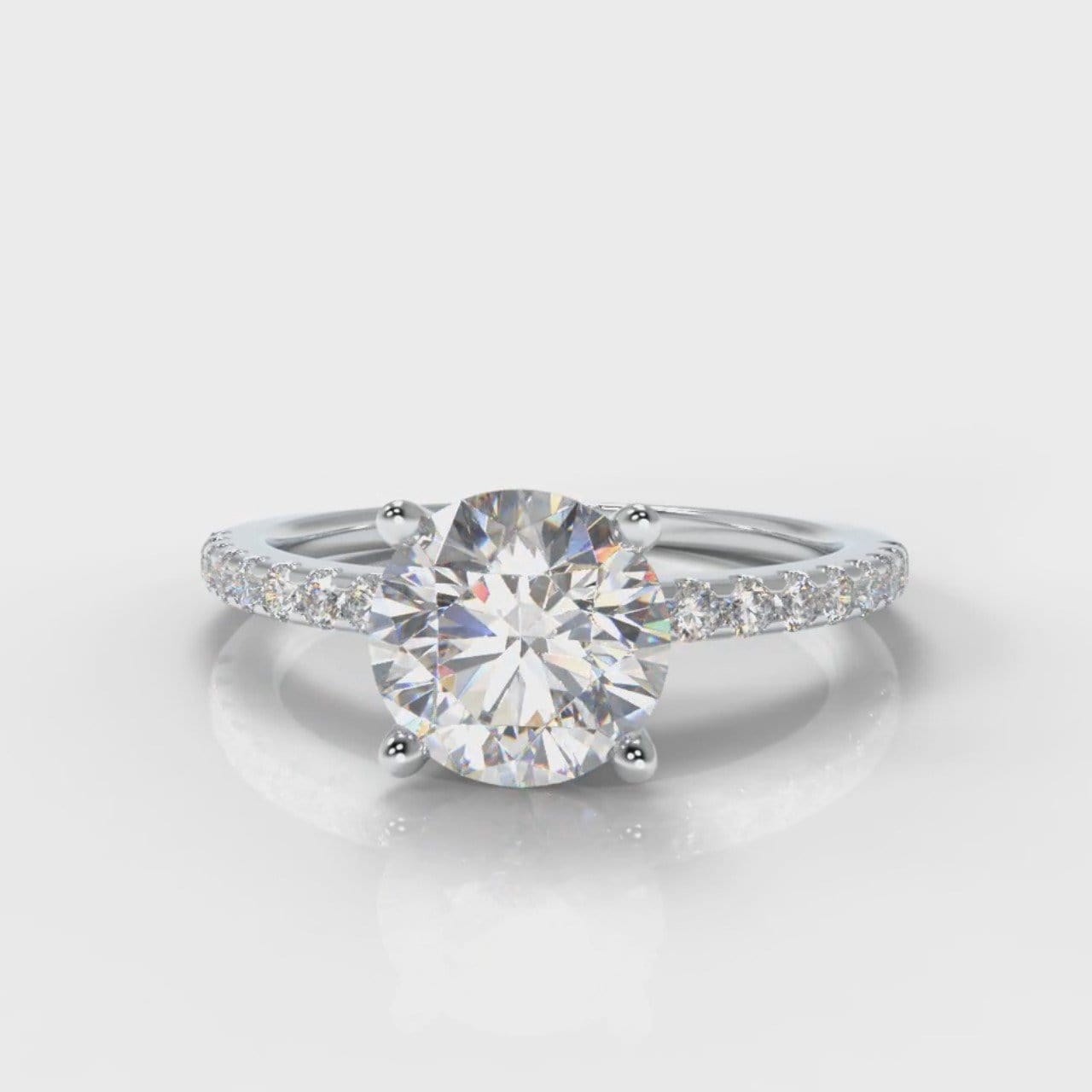Petite Micropavé Round Brilliant Cut Diamond Engagement Ring