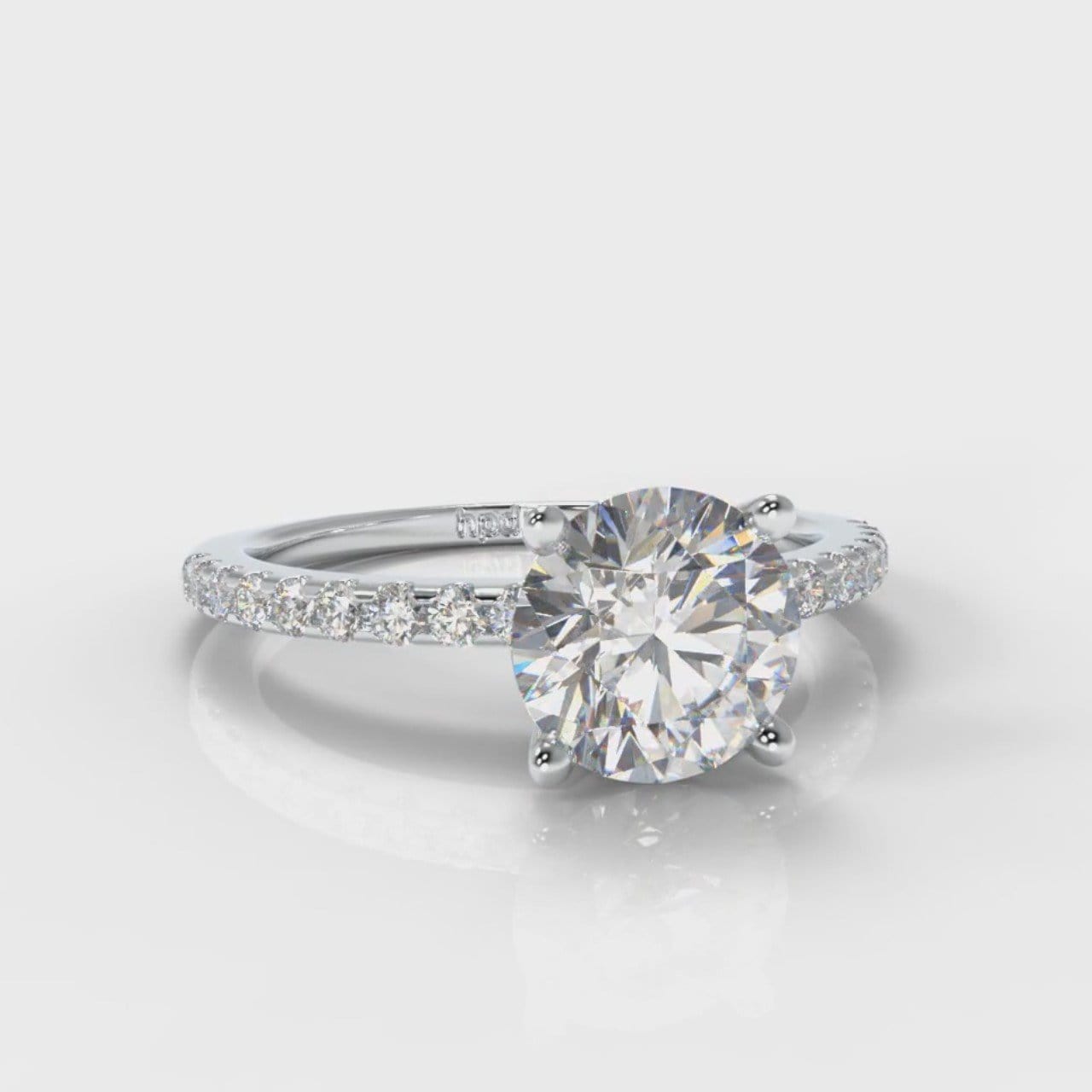 Petite Micropavé Round Brilliant Cut Diamond Engagement Ring