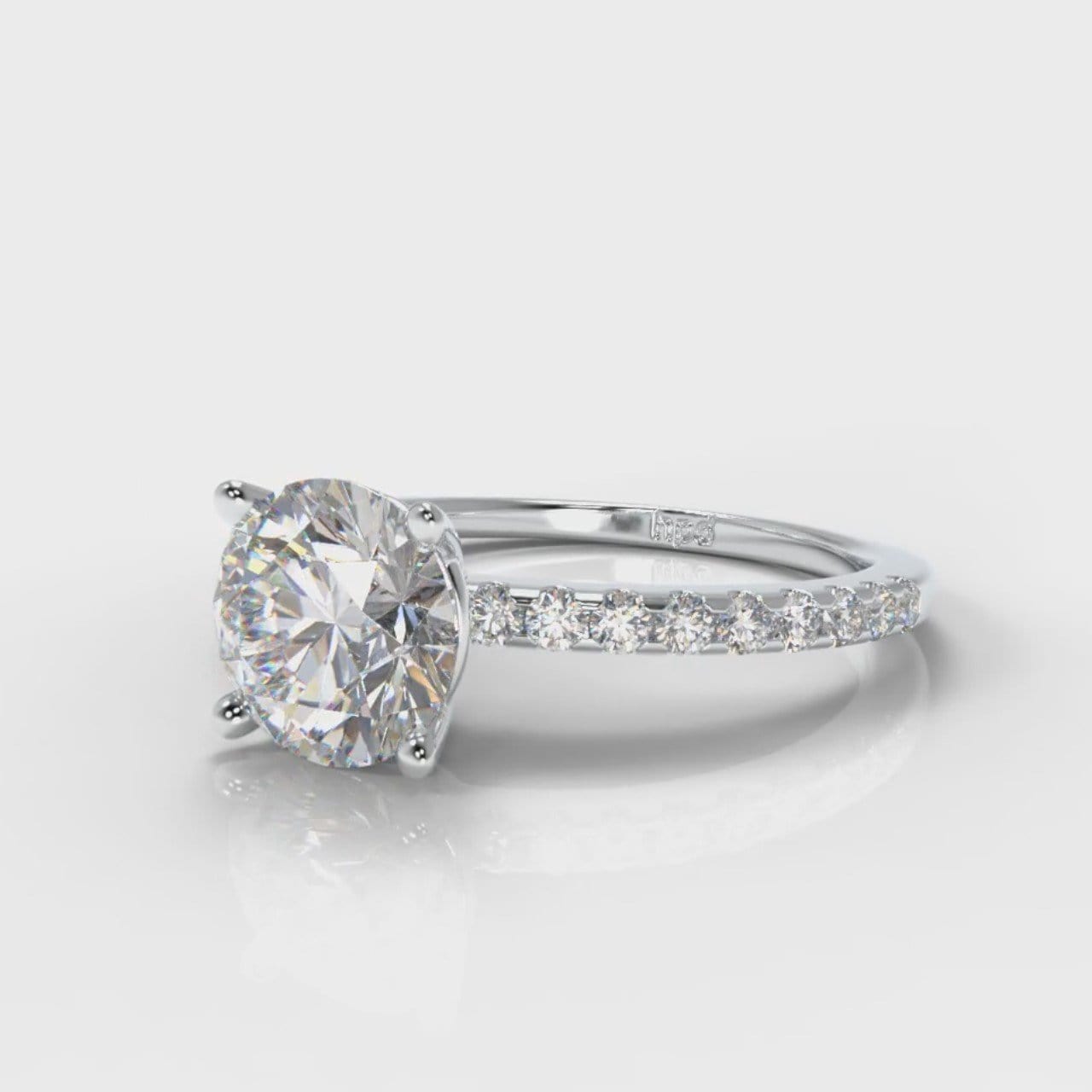 Petite Micropavé Round Brilliant Cut Diamond Engagement Ring