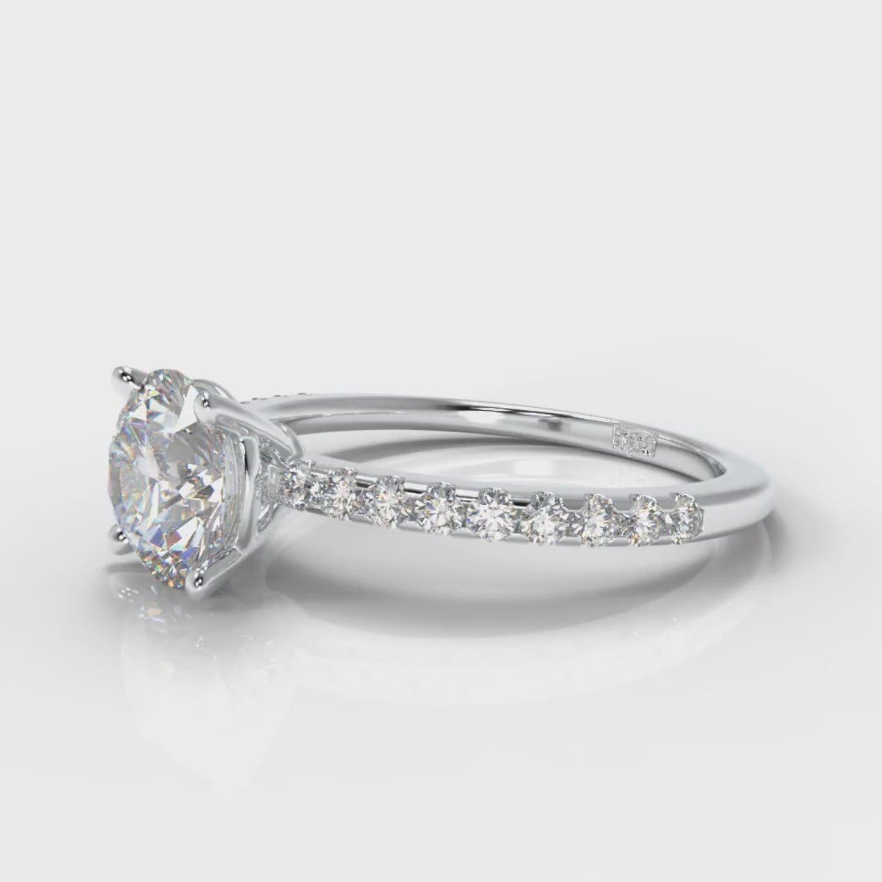 Petite Micropavé Round Brilliant Cut Diamond Engagement Ring